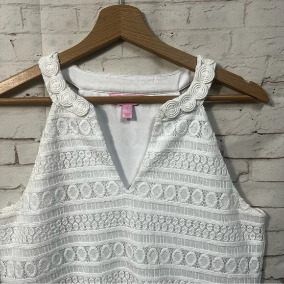 Lilly Pulitzer Arya Bubbly Stripe Knit Lace Tank Top Resort White Sz Small - Picture 4 of 7